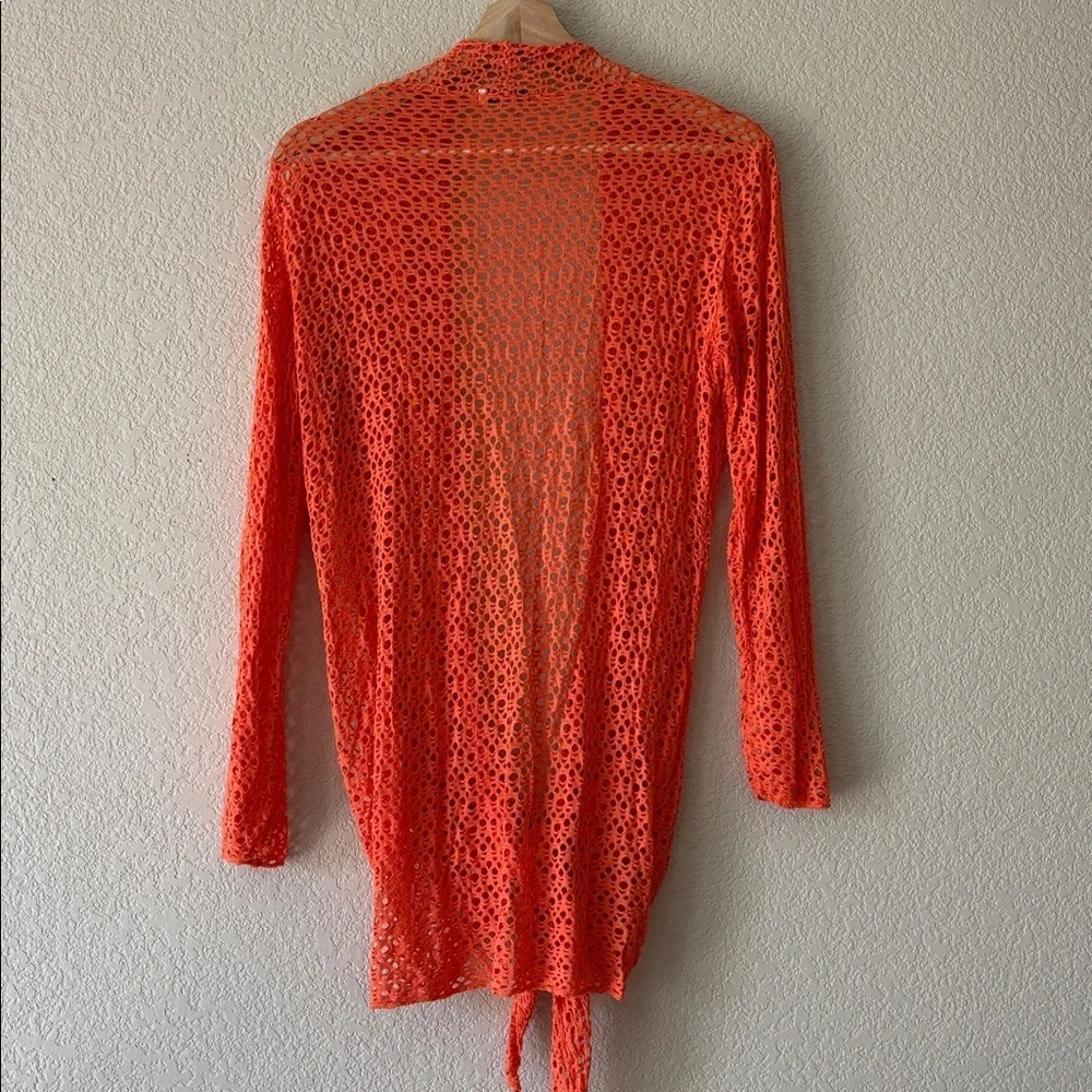 Made in Italy Orange Open-Knit Cardigan or Swimsuit Coverup